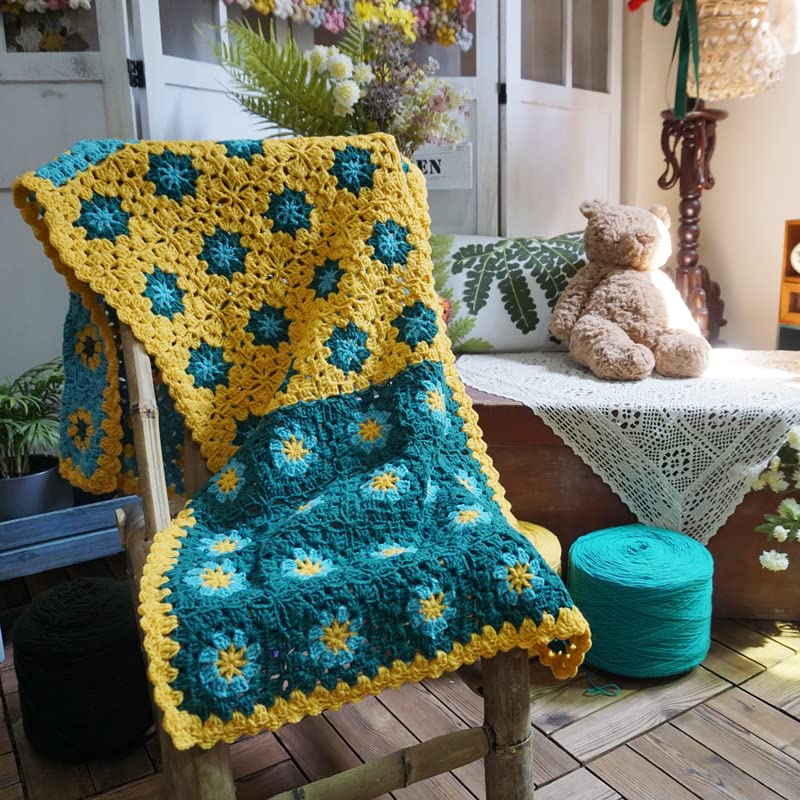 Handmade Crochet Throw Blanket 50x19 Inch, Cozy Home Decor