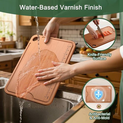Bamboo Cutting Boards by Skiennix - Deep Juice Grooves & Built-In Handles | 2-In-1 Charcuterie & Chopping Board for New Home Gifts