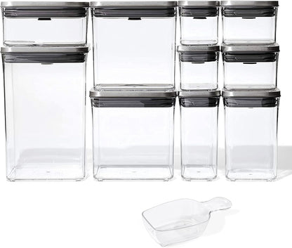 OXO SteeL 12-Piece POP Container Set - Airtight Food Storage Solution for Freshness