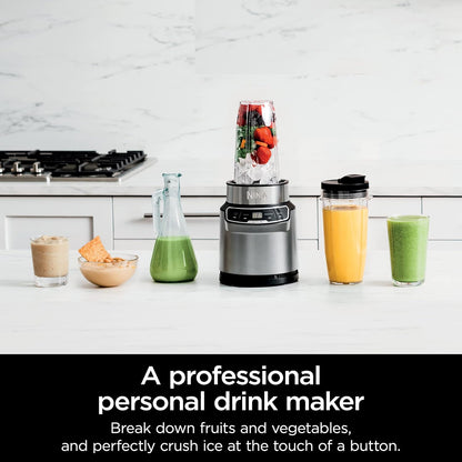 Ninja Nutri Pro Personal Blender - 1100 Peak Watt with Auto-iQ | Cloud Silver (Refurbished)