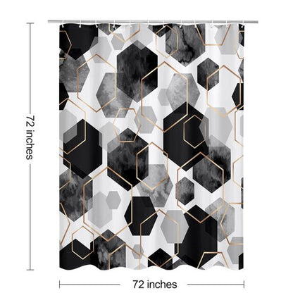 Litabel Black and Grey Modern Shower Curtain for Bathroom, Geometric Art Decor Waterproof Bath Curtain, Abstract Fabric Shower Curtain Sets for Home Decor, 72x72 Inch