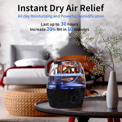 Skiennix Cool Mist Humidifier - 2.2L Capacity for Bedrooms & Large Rooms | 30-Hour Whisper-Quiet Operation, 360° Adjustable Nozzle, BPA-Free