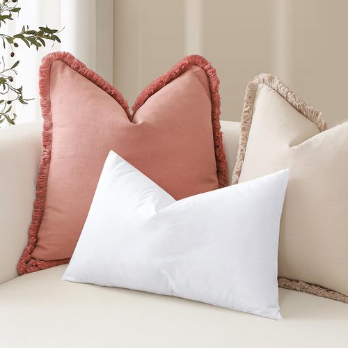 Artscope Synthetic Down Pillow Insert, 18x18 Down Alternative Throw Pillow Insert. Ultra Soft Fluffy Sleeping Pillow with 100% Cotton Cover, Decorative Pillows Set of 2-White.