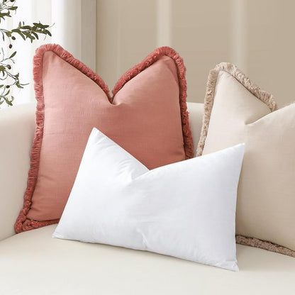 Artscope Synthetic Down Pillow Insert, 18x18 Down Alternative Throw Pillow Insert. Ultra Soft Fluffy Sleeping Pillow with 100% Cotton Cover, Decorative Pillows Set of 2-White.