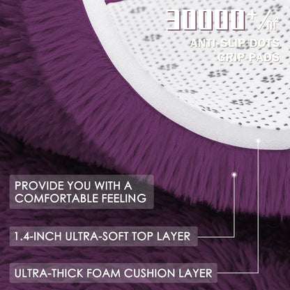 OLANLY Round Dark Purple Area Rug - Soft, Fluffy, Machine Washable 3 ft Carpet for Bedroom & Living Room Decor