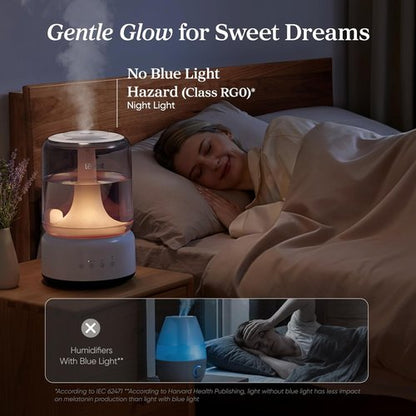 LEVOIT Humidifier - 4.2L Top Fill Design for Large Rooms | 42-Hour Runtime, Quiet Cool Mist, Easy to Clean, White