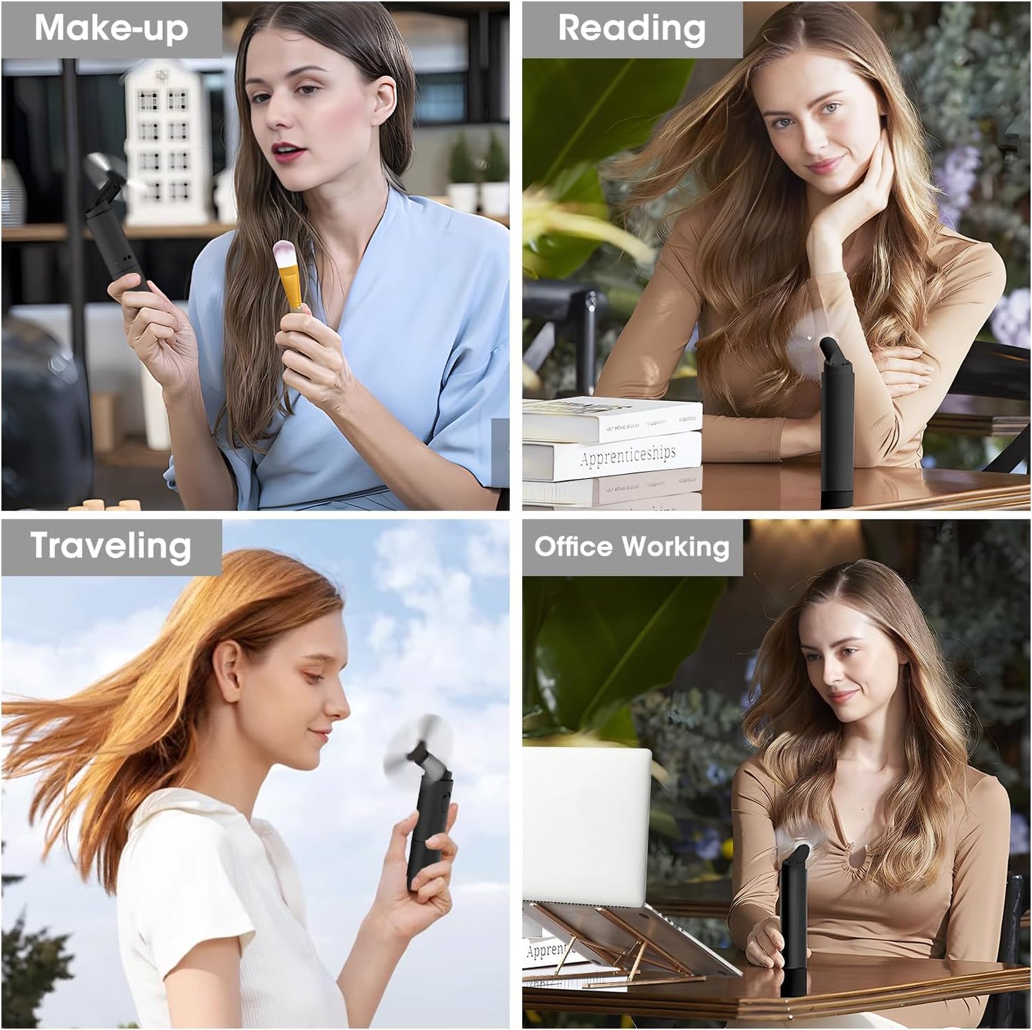 OLV Handheld Mini Fan - Portable Rechargeable 3000mAh Battery | 22+ Hours Runtime - Black