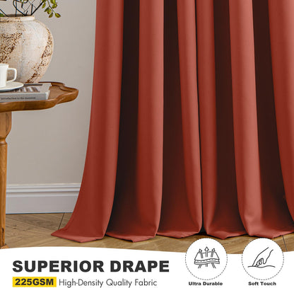 MIULEE Burnt Orange Blackout Curtains - Thermal Insulated Room Darkening Drapes | 63 Inches Long, 2 Panels