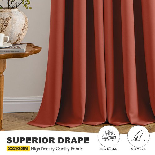 MIULEE Burnt Orange Blackout Curtains for Bedroom Living Room 96 Inches Long 2 Panels, Thermal Insulated Room Darkening Drapes Solid Grommet Top Noise Reduction Terracotta Rust Fall Window Treatments