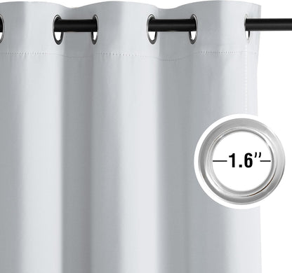 NICETOWN Room Darkening Curtains - Greyish White Drapery Panels, 52"W x 90"L for Optimal Light Control