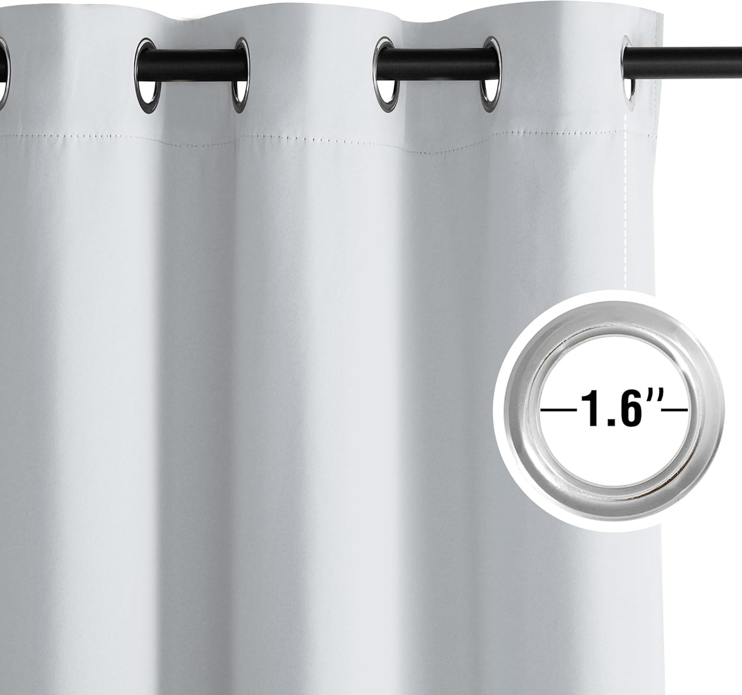 NICETOWN Room Darkening Curtains - Greyish White Drapery Panels, 52" x 102" for Ultimate Light Control