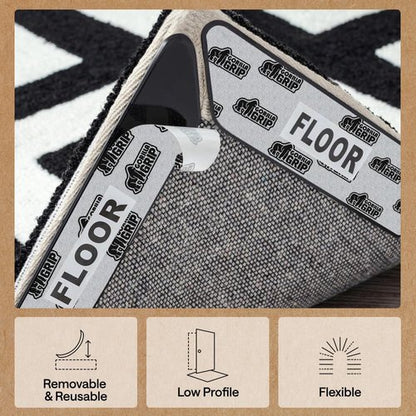 GORILLA GRIP Rug Gripper Pads, 12 pc Reusable Double-Sided Stickers Keep Area Rugs Corners Flat, Grips Hardwood, Tile and Laminate Floors, Renter Friendly, Holds Down Carpet in Place, Home Décor