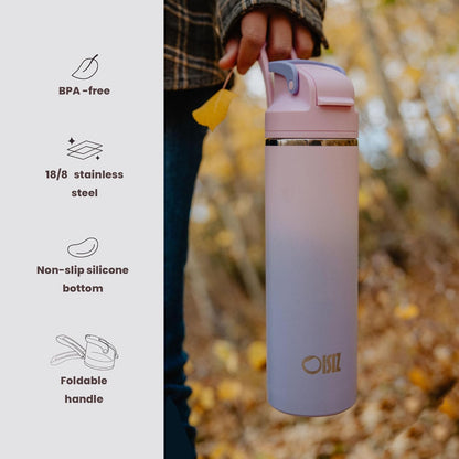 OISIZ Insulated Water Bottle - 24 oz Vacuum Stainless Steel with 2-in-1 Spout & Straw Lid | Leakproof & Keeps Cold 24H