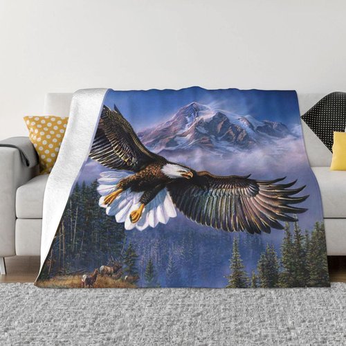 Bald Eagle Blanket American Eagle Decor Throw Blanket Bald Eagle Blanket Gifts for Men Super Warm Soft Plush Lightweight Fleece Flannel Blanket Winter Couch Bedding Blanket for Kids Adults 80"X60"