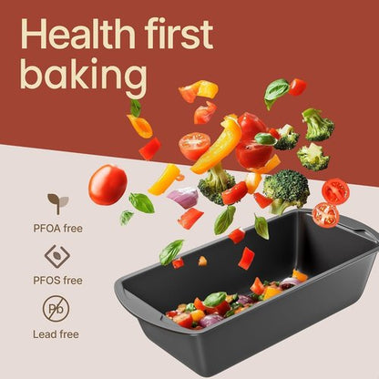 Loaf Pan Set by [Brand Name] - Deluxe Nonstick Carbon Steel Bakeware for Perfect Bread & Cakes | Dishwasher Safe