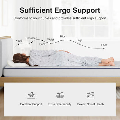 Novilla 6 Inch Queen Mattress - Bonnell Spring Design for Spine Support | Cooling Adaptive Foam, Medium Feel