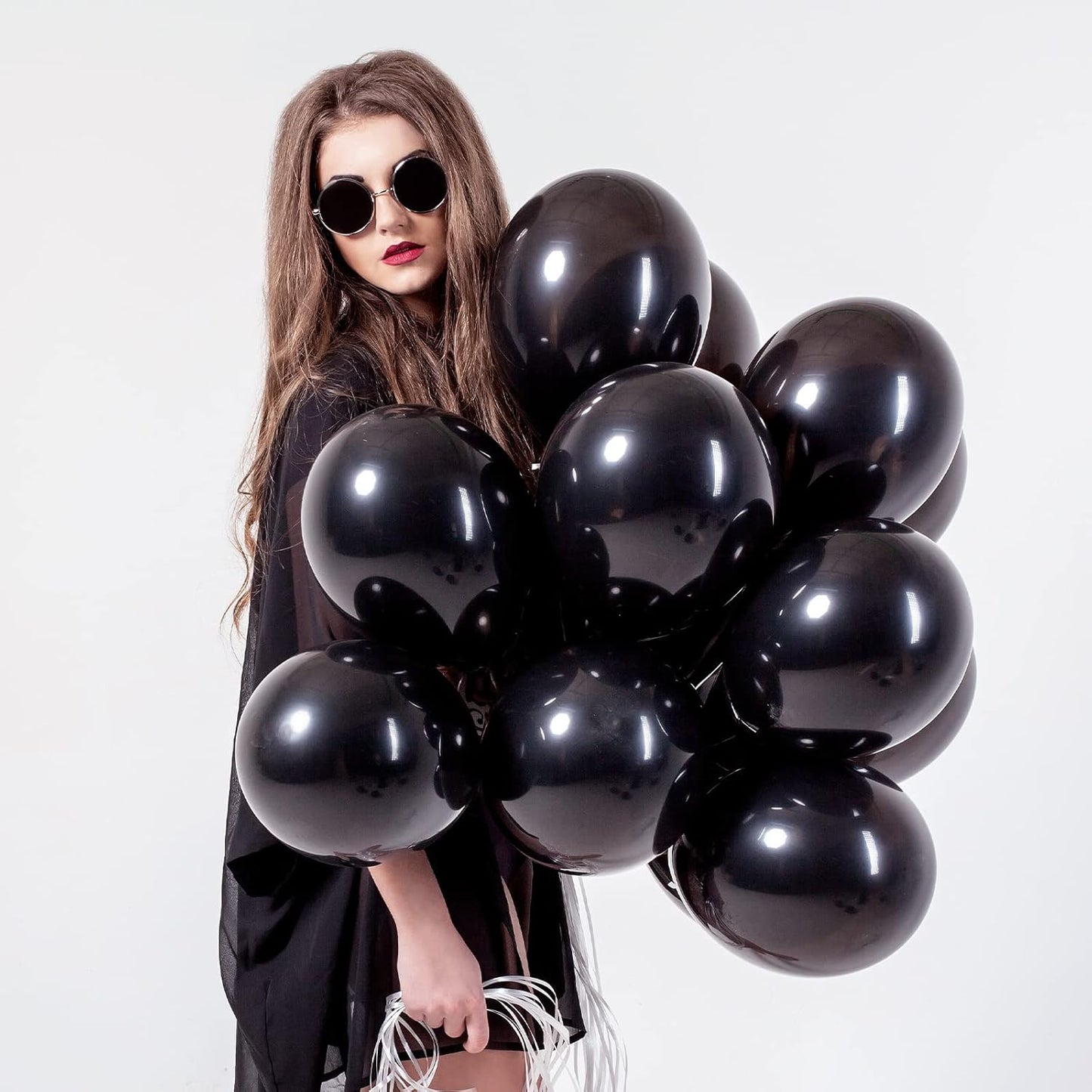 RUBFAC Black Balloons - Premium Latex Party Decorations | 105pcs in 5/10/12/18 Inches for Events