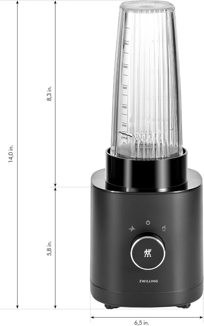 ZWILLING Enfinigy Personal Blender - 20-Oz Smoothie Maker in Sleek Black Finish
