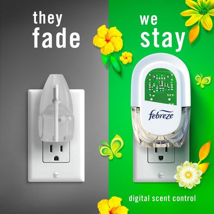 Febreze Plug-In Air Freshener Starter Kit - Odor-Fighting Gain Original Scent | Long-Lasting Warmer + 4 Refills