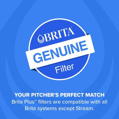Brita Plus Water Filter, BPA-Free, High-Density Replacement Filter for Pitchers and Dispensers, Reduces 2x Contaminants*, Lasts Two Months or 40 Gallons, Includes 2 Filters
