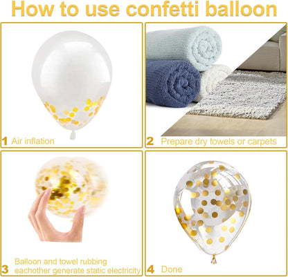 Bezente White Gold Balloon Arch Garland Kit - 100Pcs Metallic Chrome & Gold Confetti for Weddings & Parties