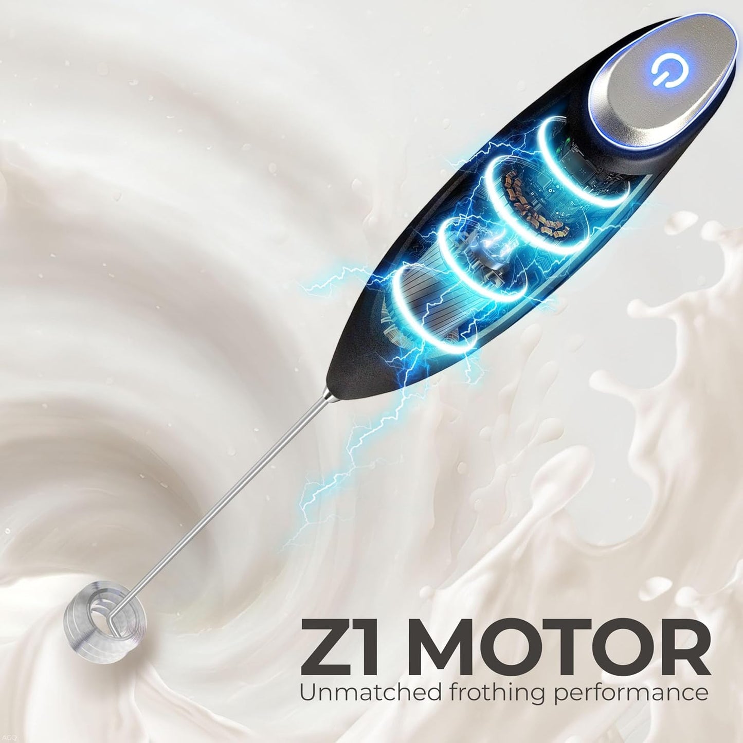 Zulay Kitchen Patented Tornado Triple Whisk Milk Frother with 2 Duracell Batteries – Handheld Foam Maker for Coffee, Lattes, Matcha & Hot Chocolate – Rich, Creamy Froth in Seconds