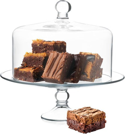 Libbey Selene Cake Stand - Elegant Glass Design with Dome Lid | Perfect for Desserts & Treats