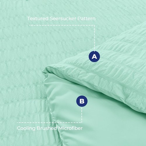 HYMOKEGE Mint Green Twin XL Comforter Set Seersucker 5 Pieces, All Season Luxury Bed in a Bag for Bedroom, Bedding Set with Comforter, Sheets, Pillowcase & Sham