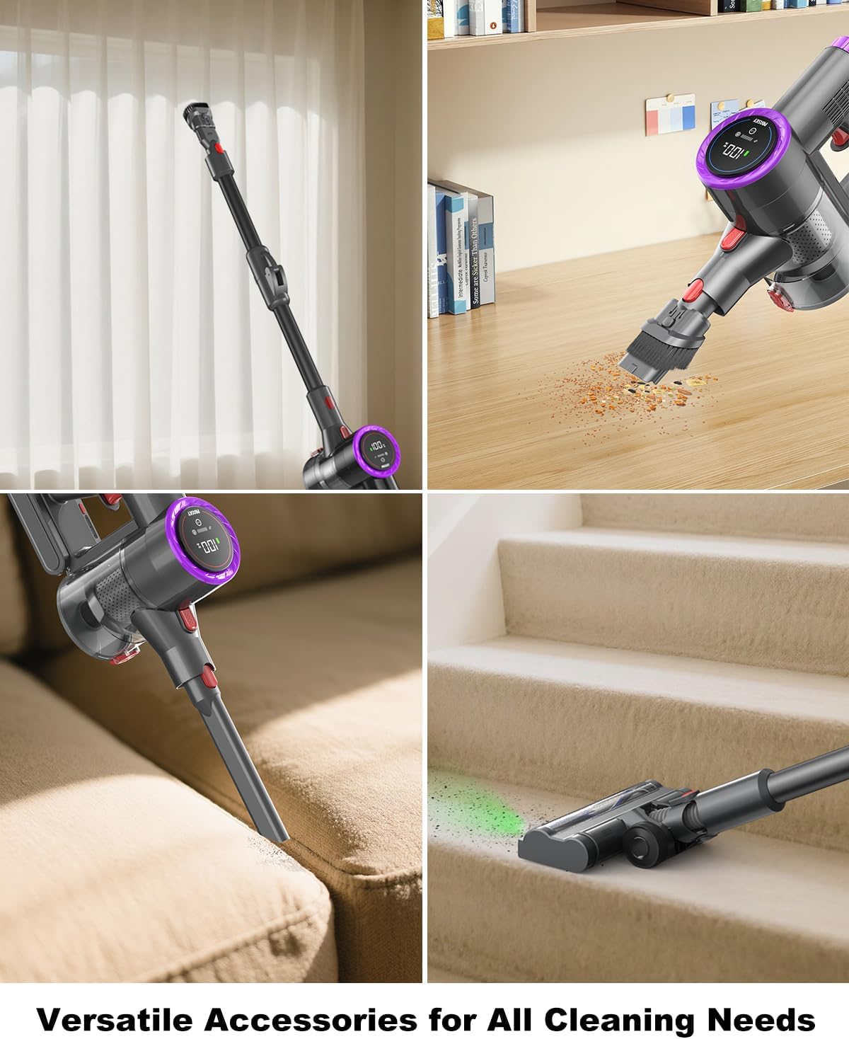 Skiennix Cordless Vacuum Cleaner - Powerful 550W Suction, Lightweight & Anti-Tangle for Pet Hair - Purple