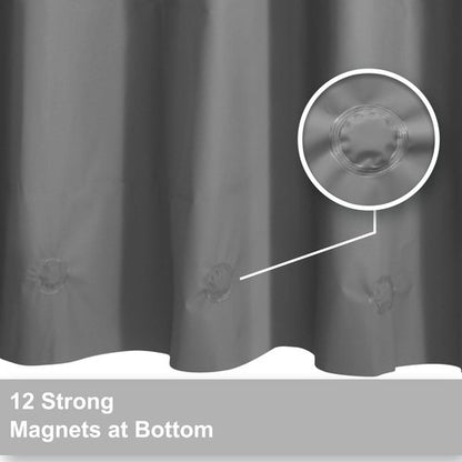 Clawfoot Tub Shower Curtain with 12 Magnets - 36 Metal Hooks Included, 180" W x 70" H Wrap Around, Waterproof PEVA Shower Liner for Bathroom, PVC Free, Metal Grommets - Dark Gray, 180x70
