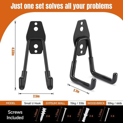 Garage Hooks by [Brand Name] - Heavy Duty Wall Mounted Storage Hangers for Ladders, Bikes & Tools | 6 Pack