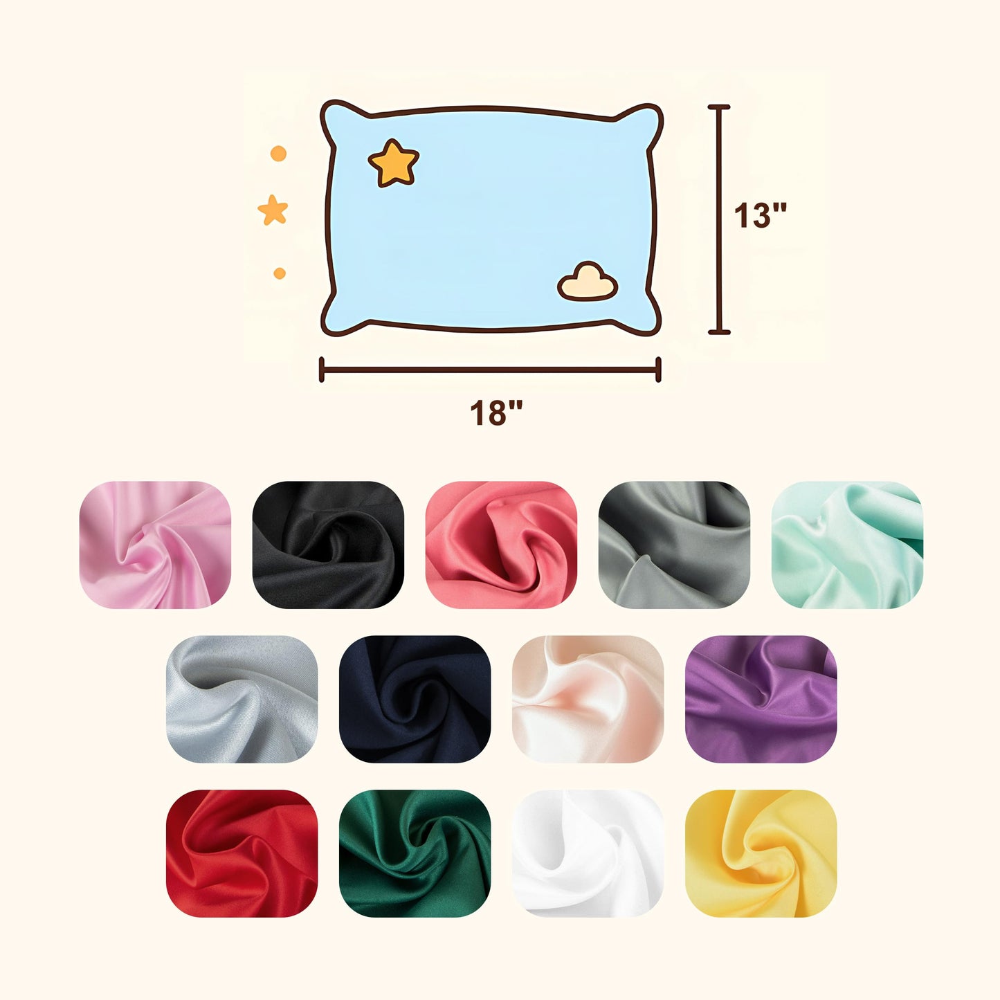 NTBAY Zippered Silk Satin Toddler Pillowcases - 2 Pack Hidden Zipper 13x18 Pillowcases - Luxury and Silky Baby Travel Pillow Covers, White