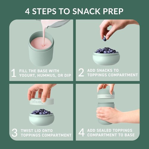 Bentgo Snack Cup - Portable Leak-Proof Snack Container with Dual-Sealing Lid | Dishwasher Safe (Mint Green)