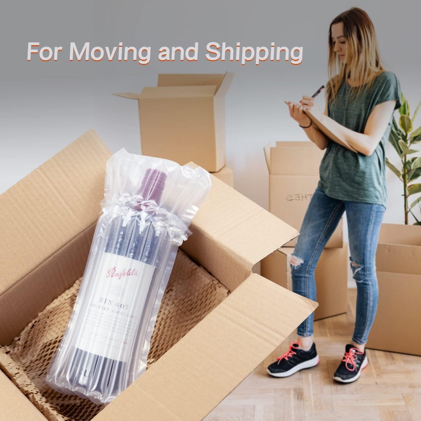 Wine Bottle Protector Bags Luggage for Airplane Travel 18 Pack Inflatable Liquor Bottle Shipper Wine Shipping Packaging Sleeve Bubble Cushion Wrap for Packing Alcohol Whiskey Beer Glass, 70μm