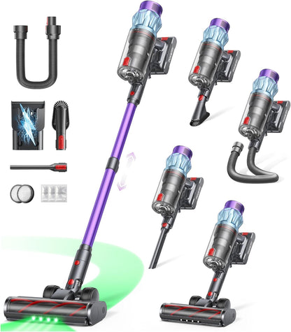 Skiennix Cordless Vacuum Cleaner - 70-Minute Runtime, 650W Power, Self-Standing Design | Ideal for Home, Pets & Hardwood Floors