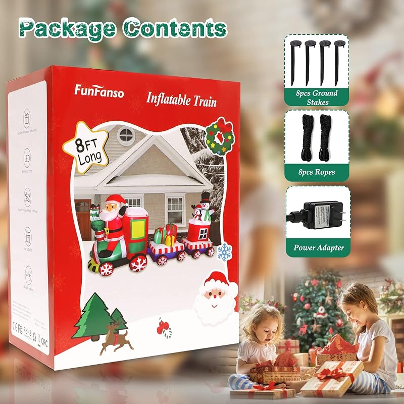 8 FT Christmas Inflatable Train with Santa, Snowman & Gifts — Variation of THIS listing