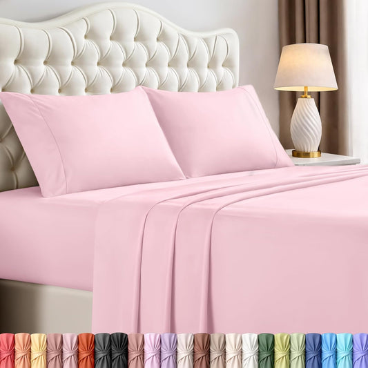 Utopia Bedding California King Sheet Set - Soft, Breathable Microfiber | 4-Piece in Crystal Pink