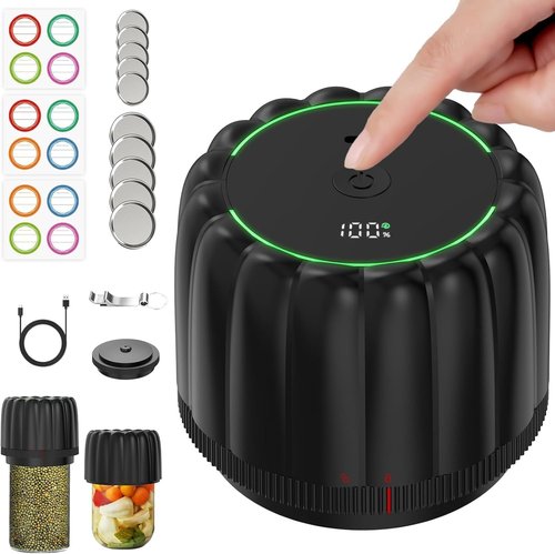 Electric Mason Jar Vacuum Sealer Kit - Portable Sealer for Canning Jars with Wide & Regular Mouth Lids