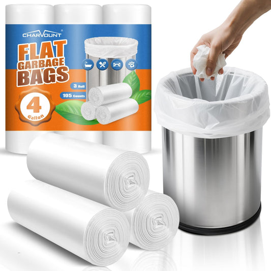 Skiennix 4 Gallon Small Trash Bags - 105 Count Unscented Garbage Bags for Home & Office Use