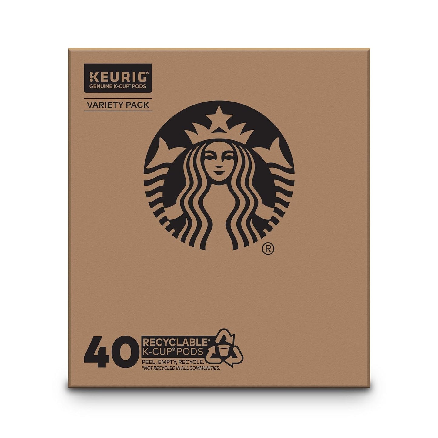 Starbucks K-Cup Coffee Pods - Blonde, Medium & Dark Roast Variety Pack | 40 Keurig Pods for Hot or Iced Coffee
