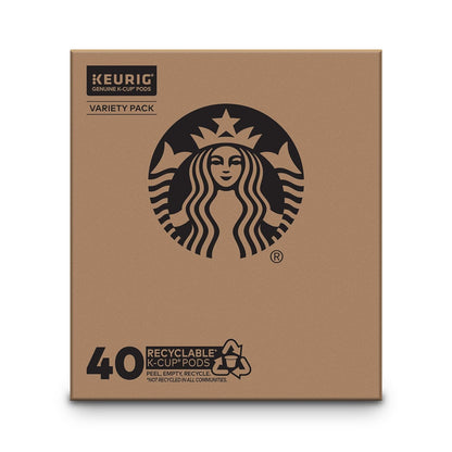 Starbucks K-Cup Coffee Pods - Blonde, Medium & Dark Roast Variety Pack | 40 Keurig Pods for Hot or Iced Coffee
