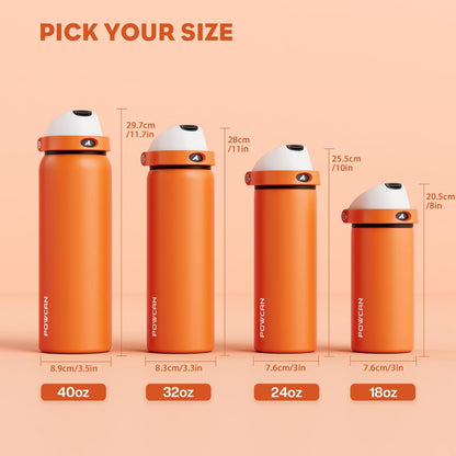 POWCAN 18 oz Insulated Water Bottle - 2-in-1 Push-Button Spout & Quick-Flip Straw, Leakproof, Ideal for Sports & Gym (Sunny Puppy)