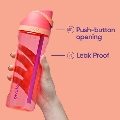 Owala FreeSip 25 Oz Clear Tritan Plastic Water Bottle - BPA-Free Sports Bottle for Travel | Shy Marshmallow