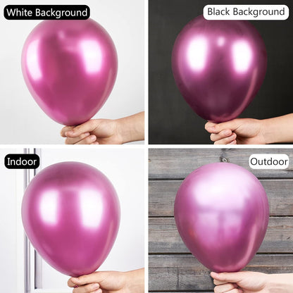 PartyWoo Metallic Hot Pink Balloons - 50 Pcs 12 Inch Latex Helium Balloons for Celebrations