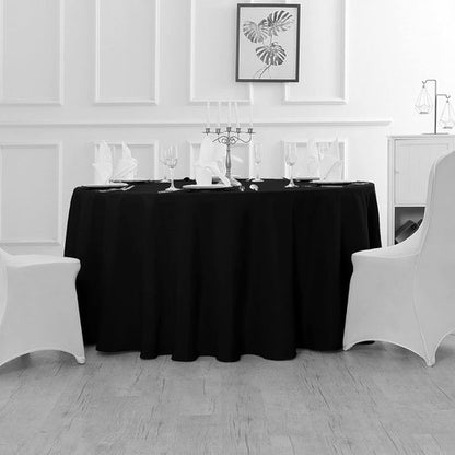 Fokitut Waterproof Round Tablecloth - Stain Resistant Polyester Fabric Cover | 60 Inch Black for Dining & Events