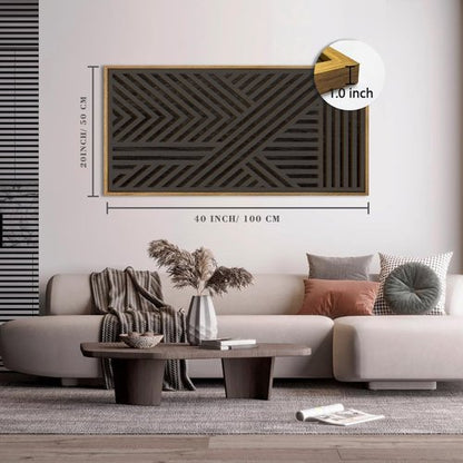 IARTTOP Extra Large Black Wood Wall Art - 20x40 Inch Framed Abstract Geometric Decor for Modern Spaces