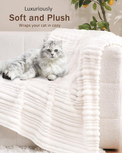 HOMRITAR White Baby Blanket for Boys Girls Super Soft Cozy Lightweight Toddler Blankets with Striped Design, Cute Fluffy Fleece Throws for Nursery Crib, 30 x 40 Inches