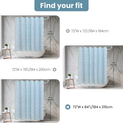 Drifted Root Coastal Loft Series Matelassé Jacquard Shower Curtain, Soft Touch, Metal Hooks, Detachable Liner & Weighted Magnets, Water-Repellent Bath Curtain (Ocean Mist Blue, 72"W x 84"L(Pack of 1))