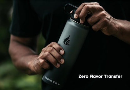 HYDRO CELL Stainless Steel Insulated Water Bottle - Versatile for Hot & Cold Drinks | 24oz Graphite/Black