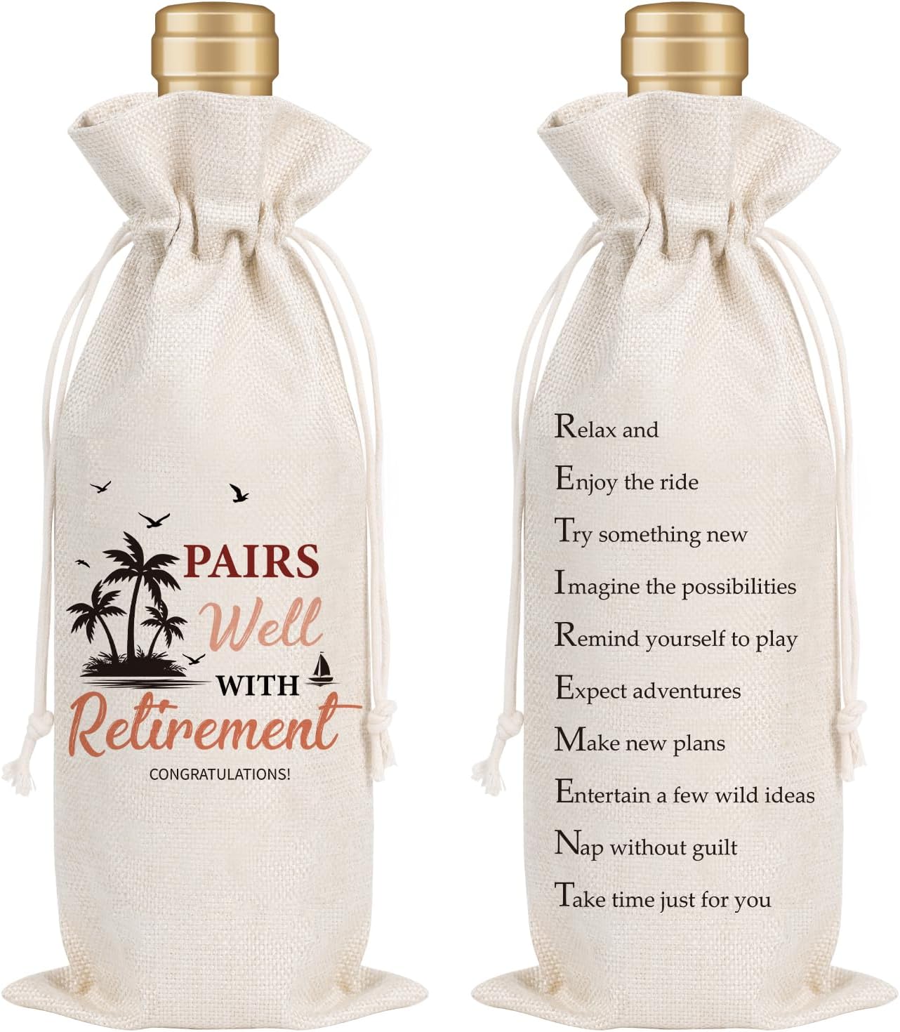 Wxiben Retirement Wine Gift Bag - Retired Gifts for Women Men Pairs Well With Retirement Wine Bottle Bags Farewell Leaving Gift for Retired Teacher Employees Friend Coworkers Boss Nurse Doctor